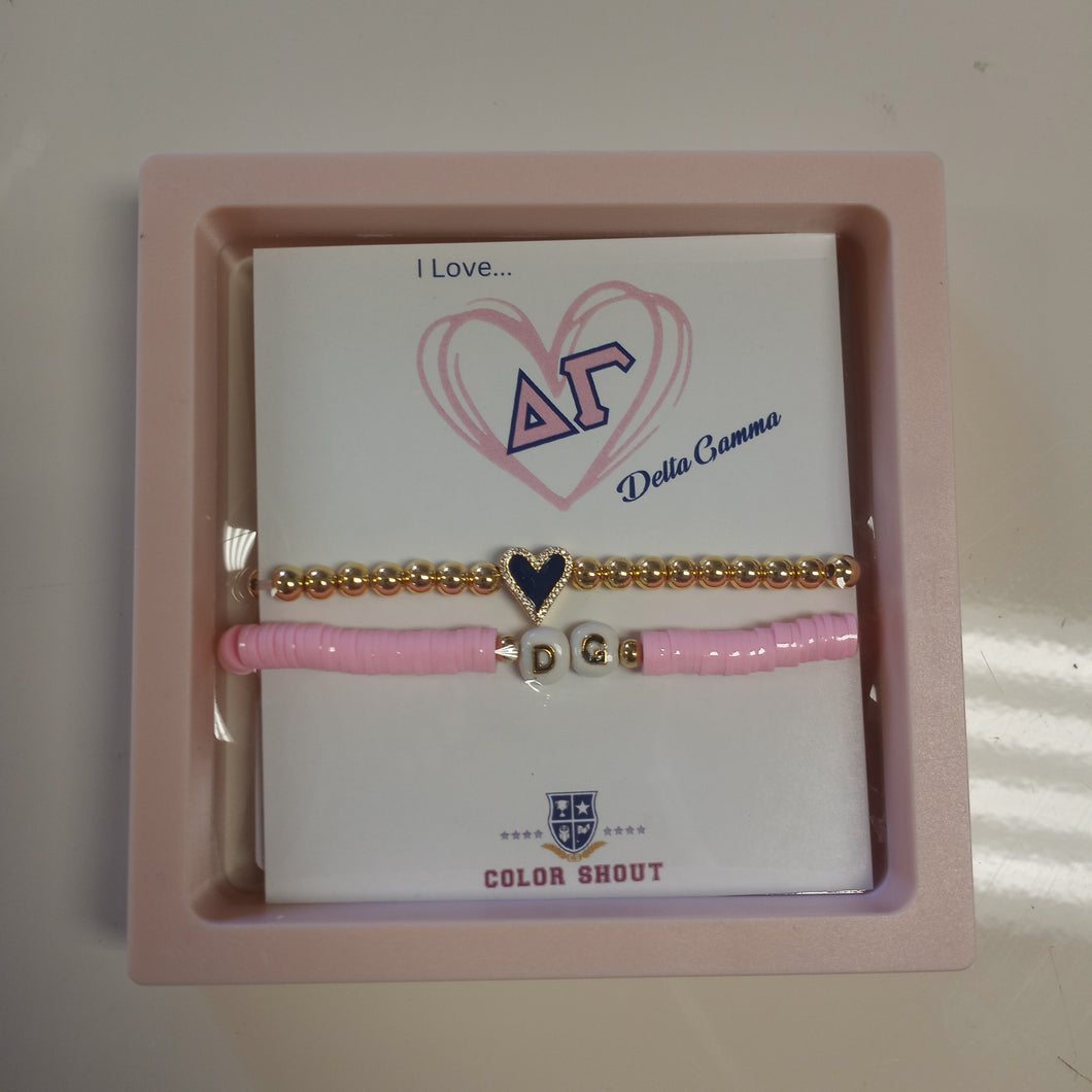 sorority love bracelet stack-Delta Gamma