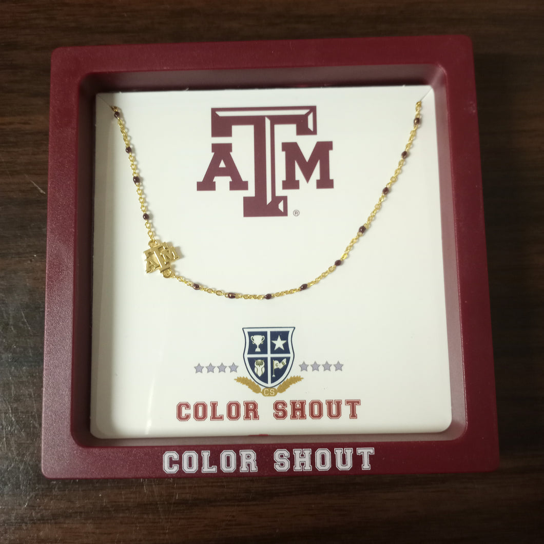 Side Set Enamel Bead Necklace- A&M