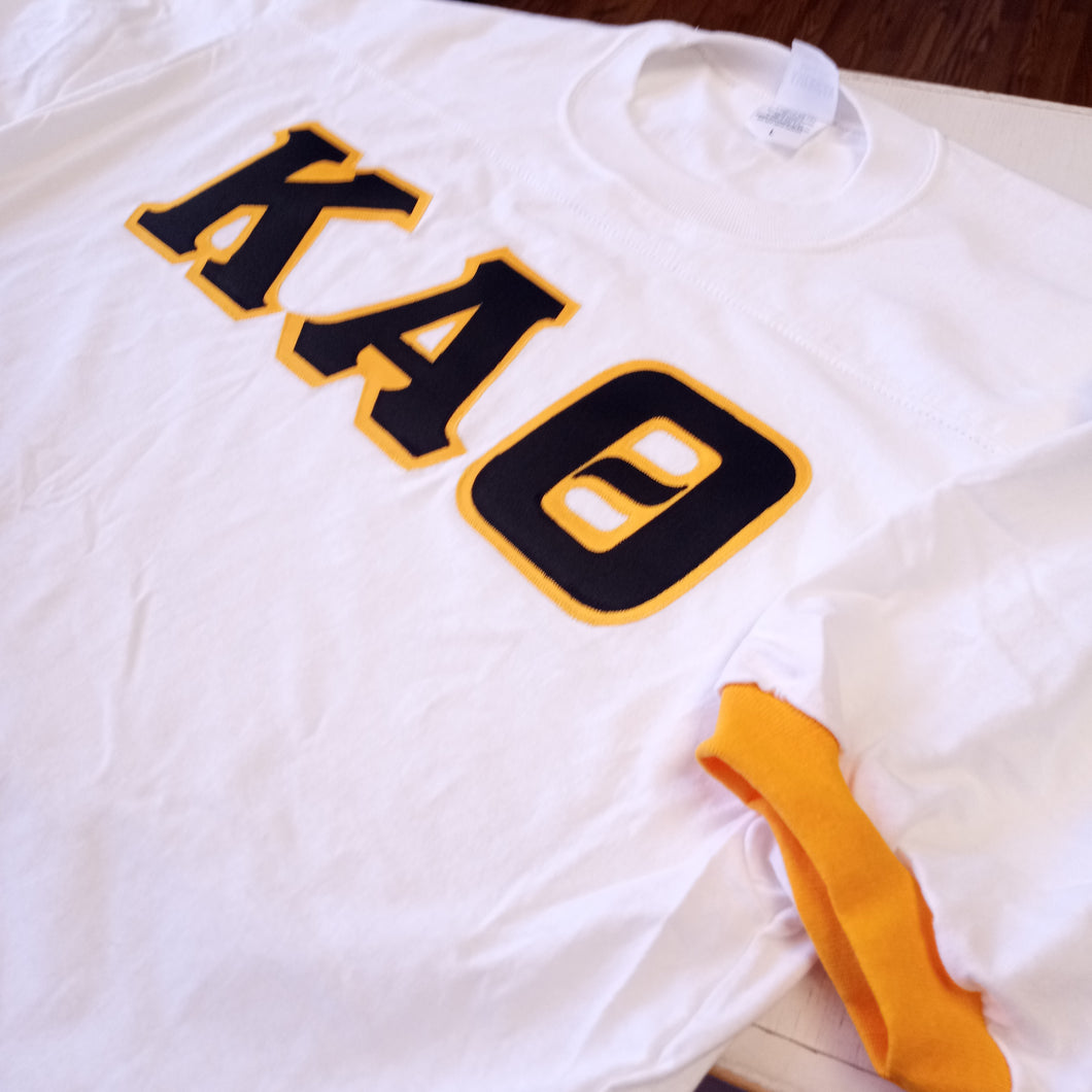 Gold Trim Stitch Jersey Shirt- Kappa Alpha Theta