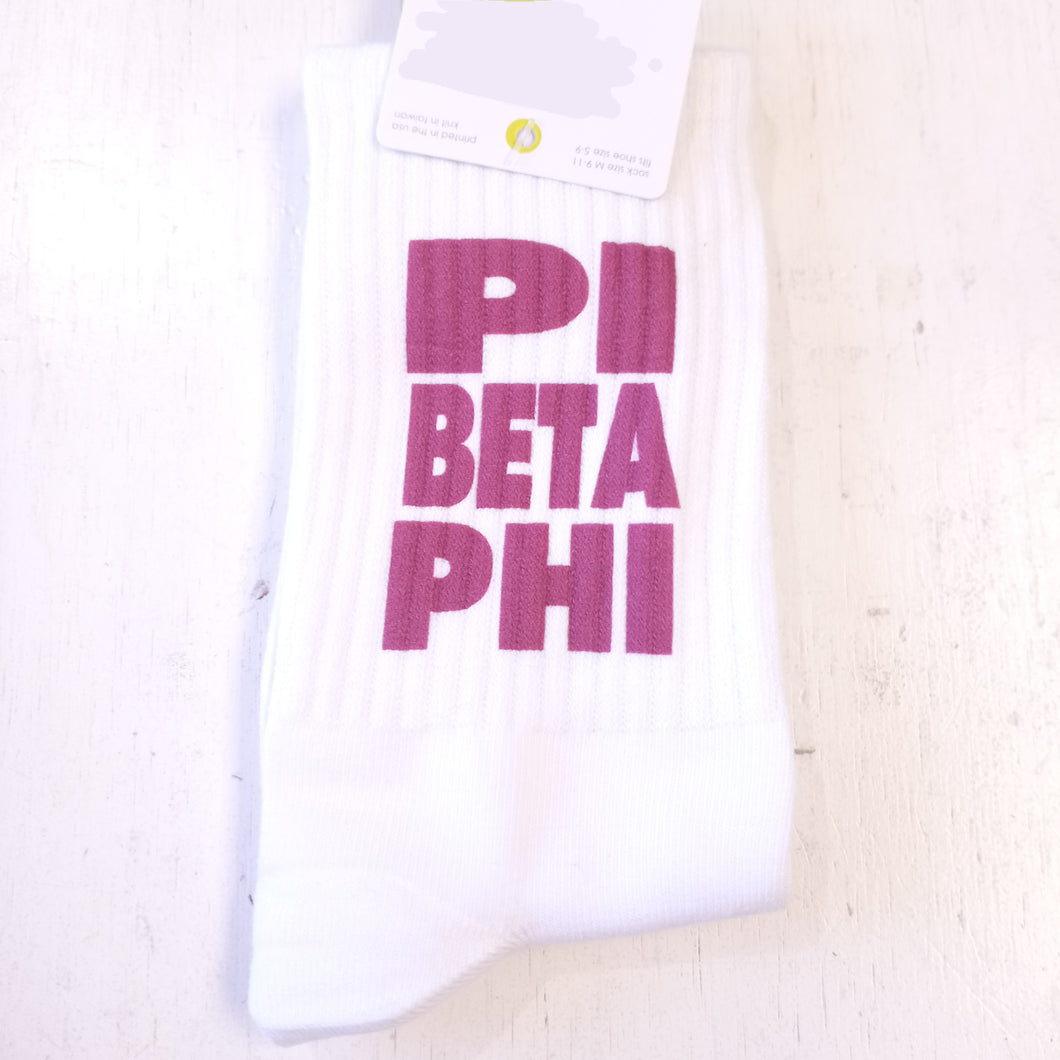 Ribbed Crew Socks- Pi Beta Phi