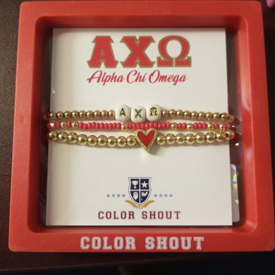 sorority love bracelet stack- Alpha Chi Omega