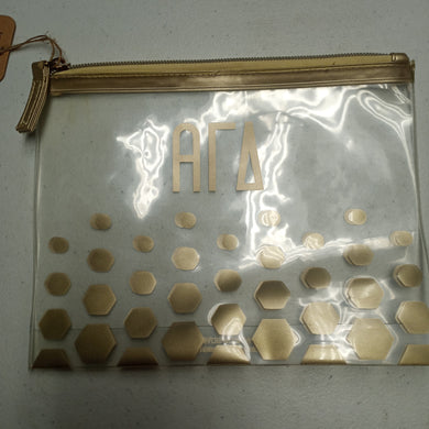 Clear Gold Dot Cosmetic Case - Alpha Gamma Delta