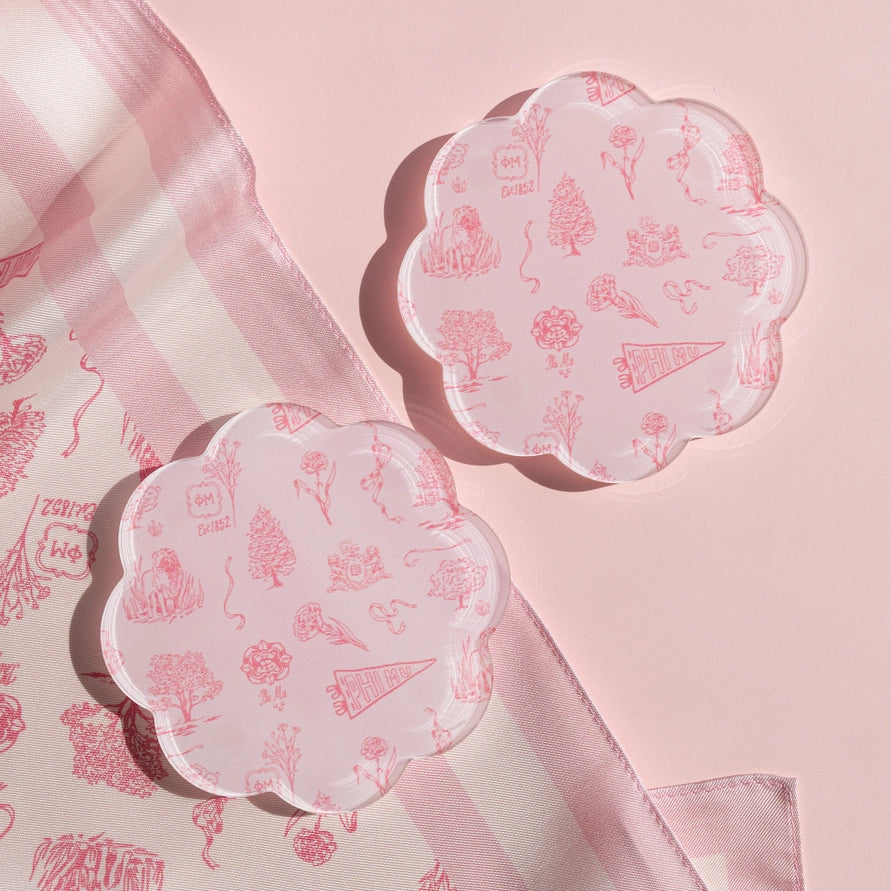 Toile Acrylic Coaster- Phi Mu