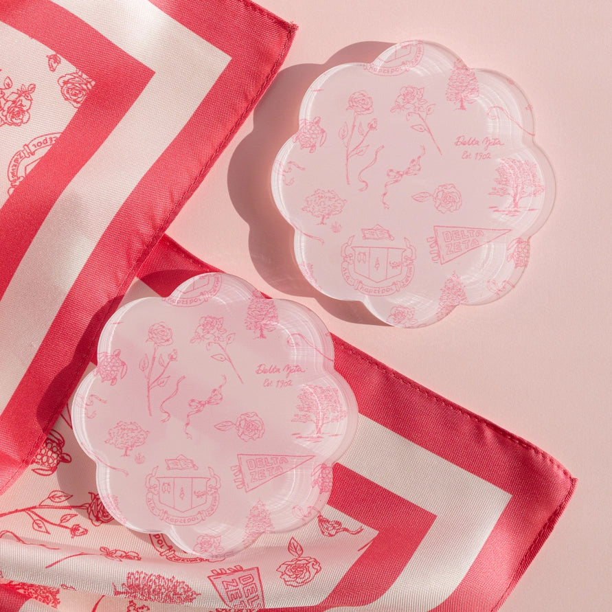 Toile Acrylic Coaster- Delta Zeta