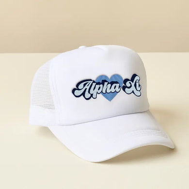 Sorority White Trucker Hat-Alpha Xi Delta