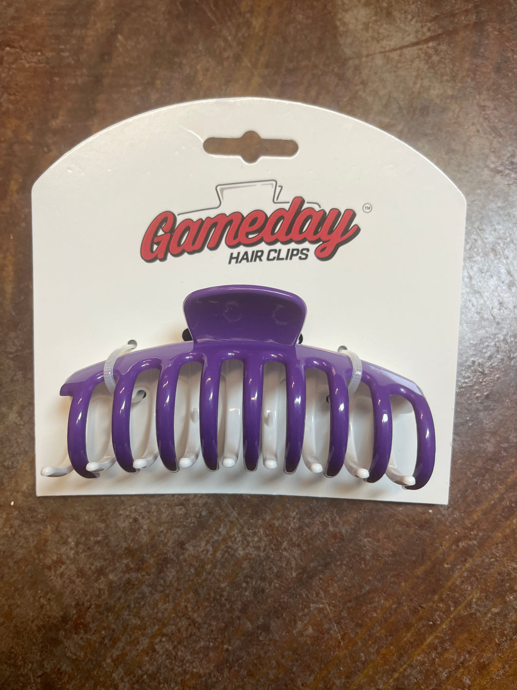 Game Day Claw Hair Clip Purple and White