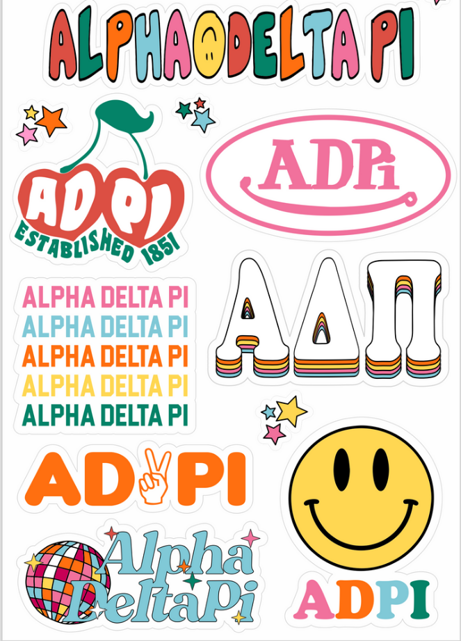 Rainbow Sticker Sheet- Alpha Delta Pi