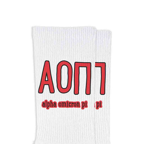 Letters And Name Crew Socks- Alpha Omicron Pi