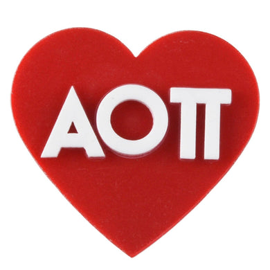 Acrylic Heart Pin- Alpha Omicron Pi