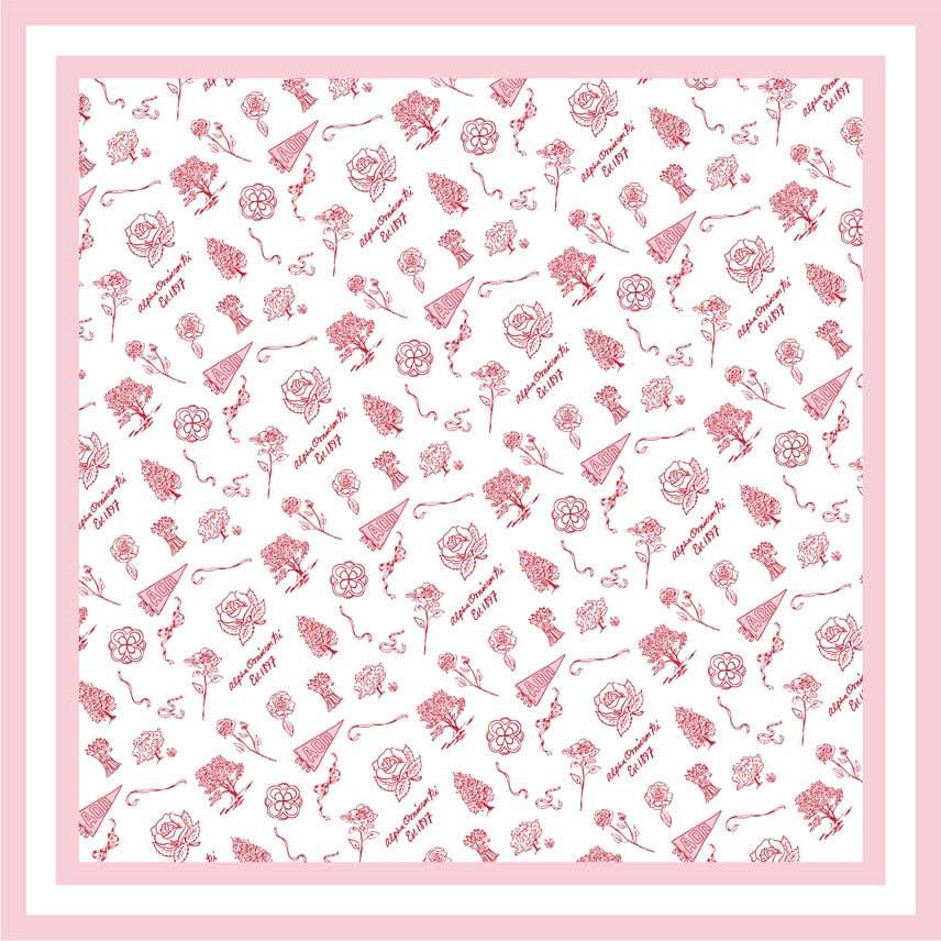 Greek Toile Silk Scarve-Alpha Omicron Pi Preorder