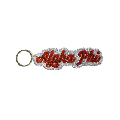 Glitter Script Keychain- Alpha Phi