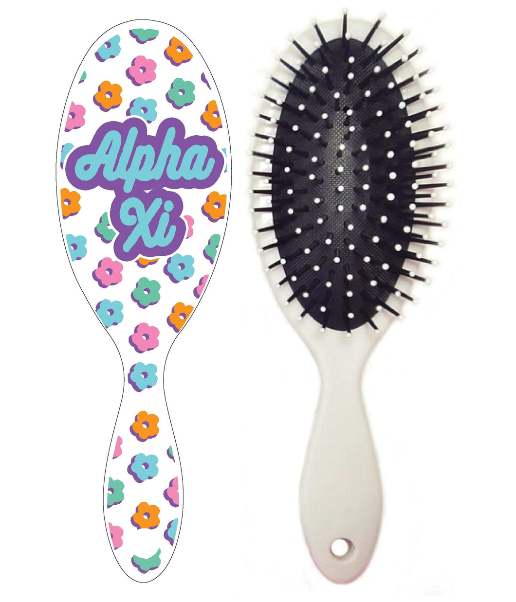 Floral Hairbrush- Alpha Xi Delta