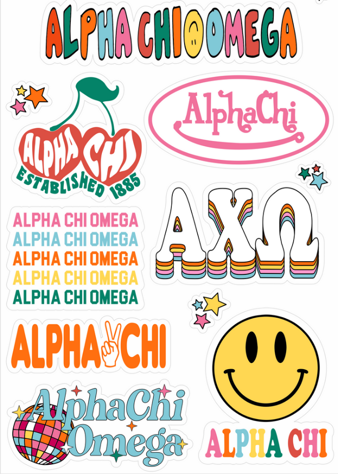 Rainbow Sticker Sheet- Alpha Chi Omega