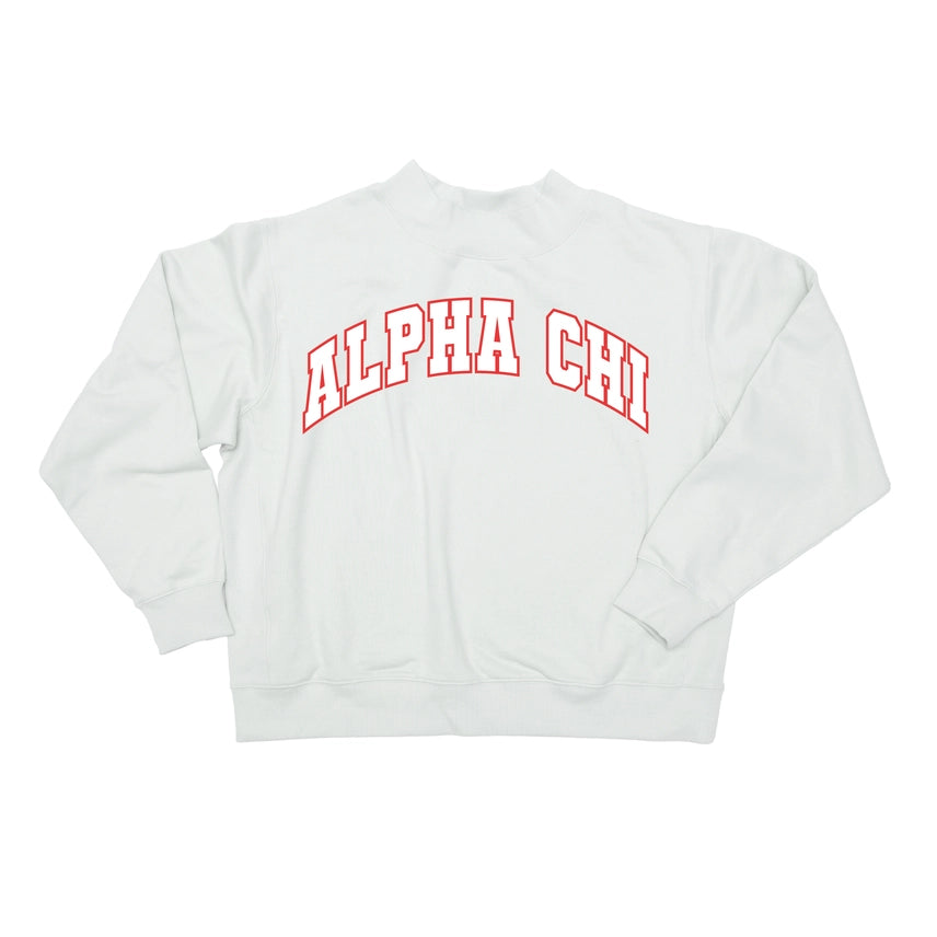 Mock Neck Twill Sweatshirt- Alpha Chi Omega