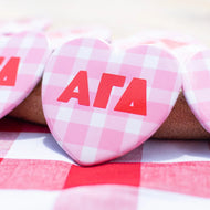 Gingham Heart Button- Alpha Gamma Delta