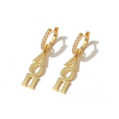 Greek Letter Huggie Hoops- Alpha Omicron Pi