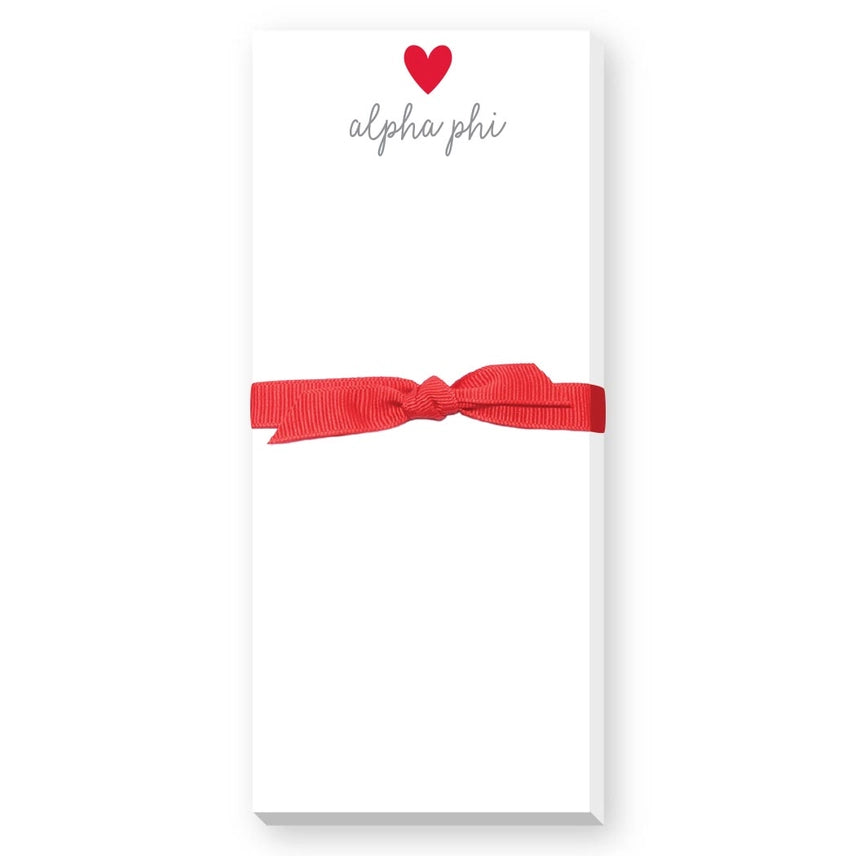Skinnie Heart Notepad- Alpha Phi