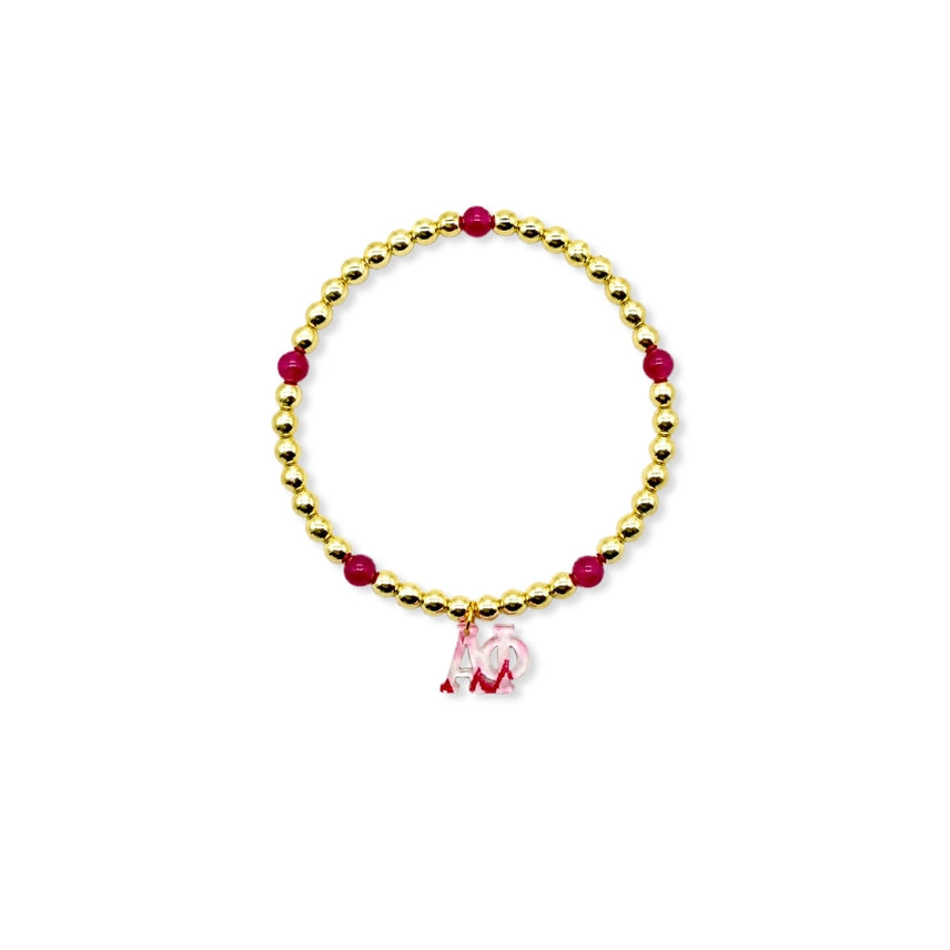 Beaded Charm Bracelet- Alpha Phi