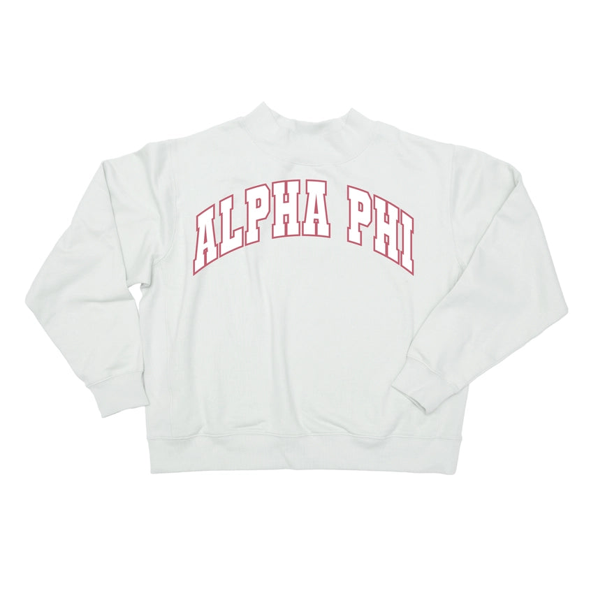 Mock Neck Twill Sweatshirt- Alpha Phi