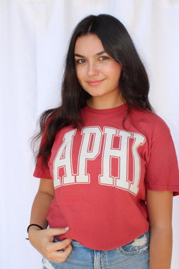 Varsity Arch Puff Tee- Alpha Phi