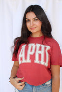 Varsity Arch Puff Tee- Alpha Phi