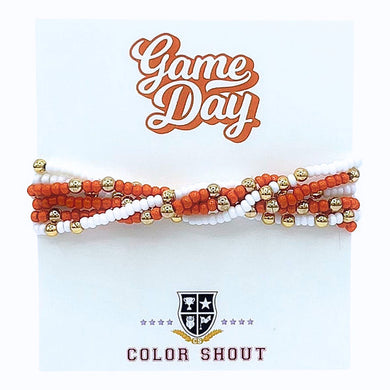 Team Colors Bracelet Stack- Burnt Orange & White