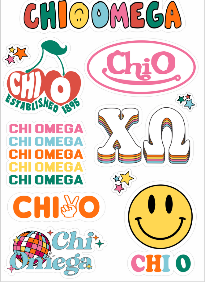 Rainbow Sticker Sheet- Chi Omega