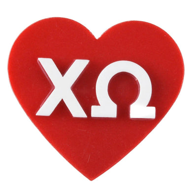 Acrylic Heart Pin- Chi Omega