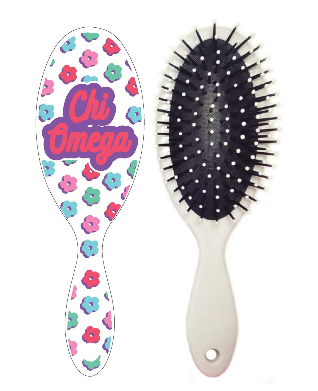 Floral Hairbrush- Chi Omega