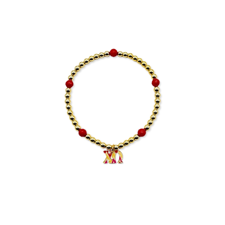 Beaded Charm Bracelet- Chi Omega