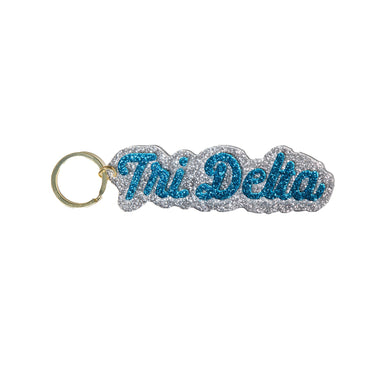 Glitter Script Keychain- Delta Delta Delta