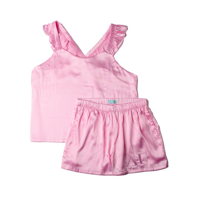 Pink Satin Pajama Set- Delta Gamma