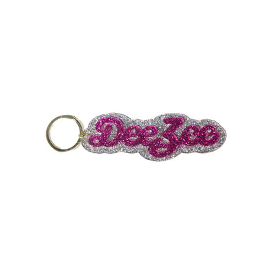 Glitter Script Keychain- Delta Zeta