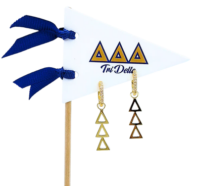 Greek Letter Huggie Hoops- Delta Delta Delta