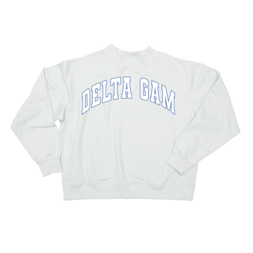 Mock Neck Twill Sweatshirt- Delta Gamma
