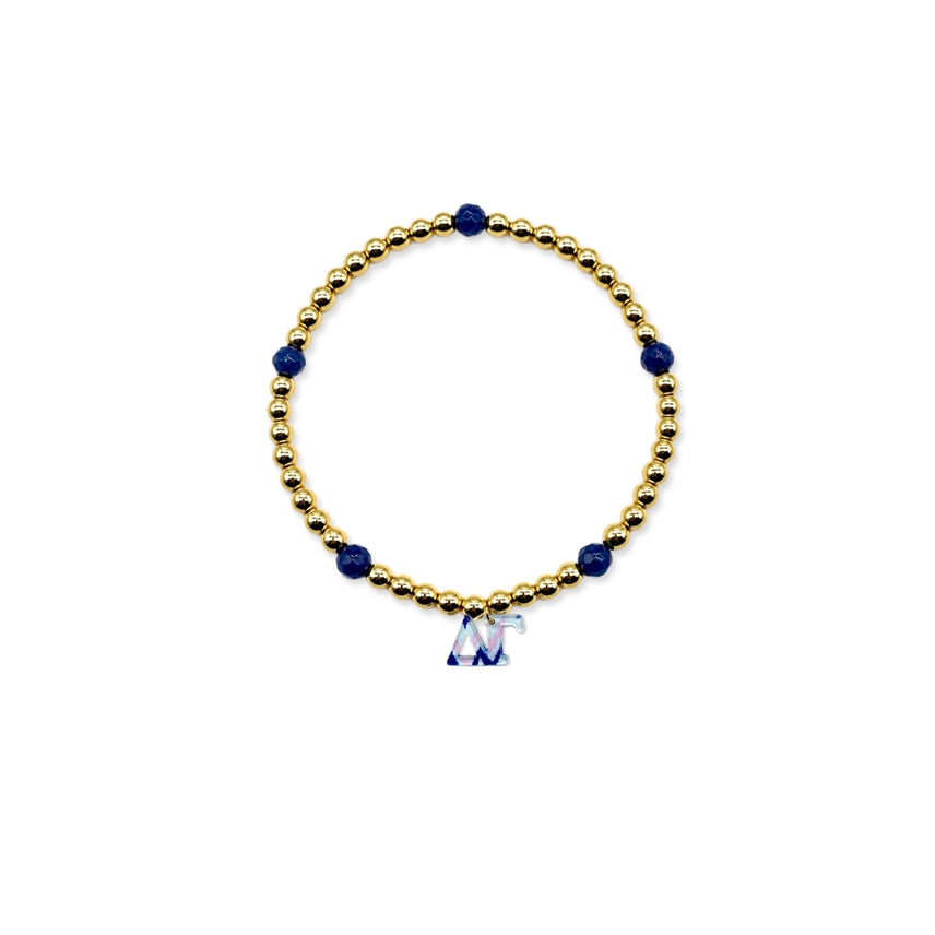 Beaded Charm Bracelet- Delta Gamma
