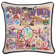 Hand-Embroidered Pillow- Fort Worth