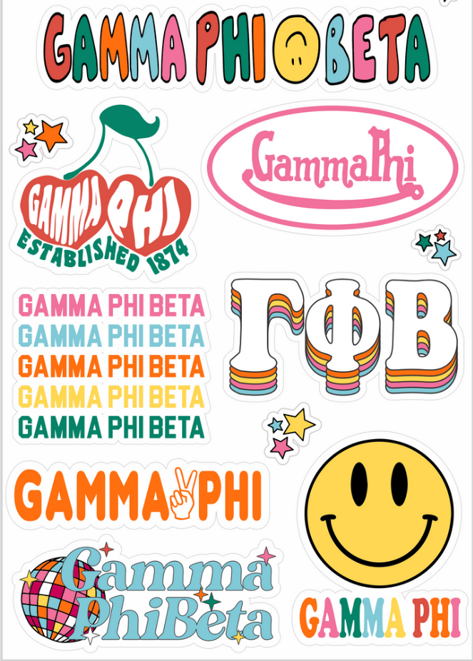 Rainbow Sticker Sheet- Gamma Phi Beta