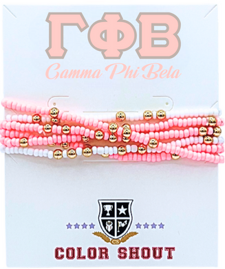 6 Beaded Stretch Bracelets- Gamma Phi Beta