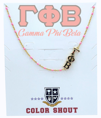 Side Set Enamel Bead Necklace- Gamma Phi Beta