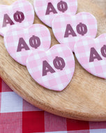 Gingham Heart Button- Alpha Phi
