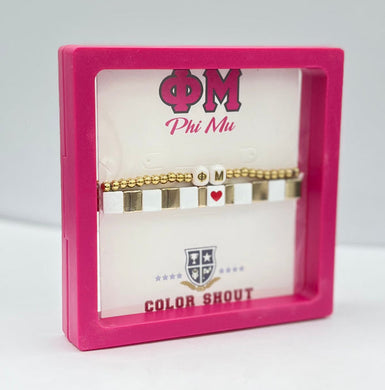 I Love My Sorority Bracelet Stack- Phi Mu