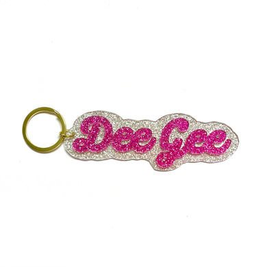 Glitter Script Keychain- Delta Gamma