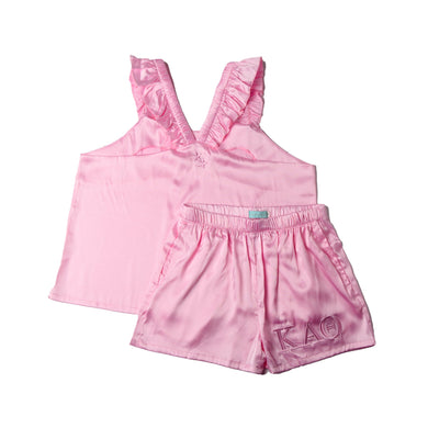 Pink Satin Pajama Set- Kappa Alpha Theta
