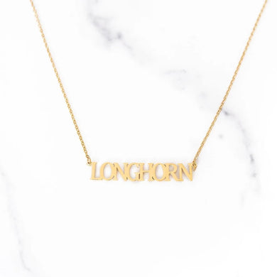 Camp Nameplate Necklace- Longhorn