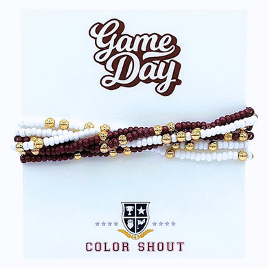 Team Colors Bracelet Stack- Maroon & White