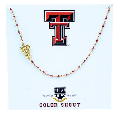 Side Set Enamel Bead Necklace- Texas Tech