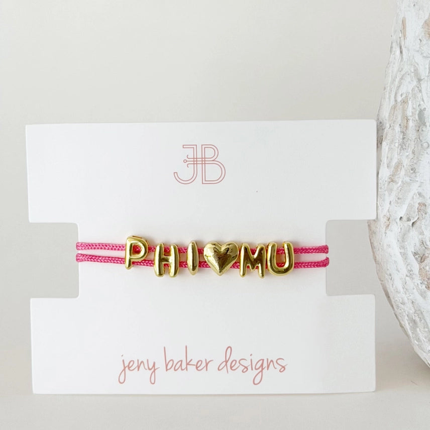 Bubble Cord Bracelet- Phi Mu