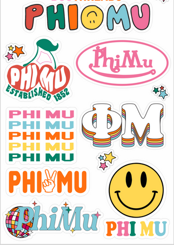 Rainbow Sticker Sheet- Phi Mu