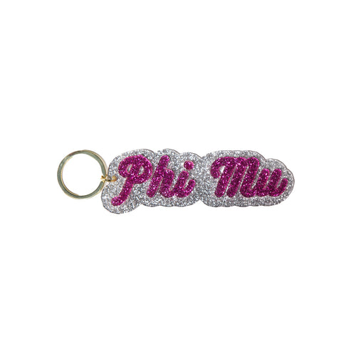 Glitter Script Keychain- Phi Mu
